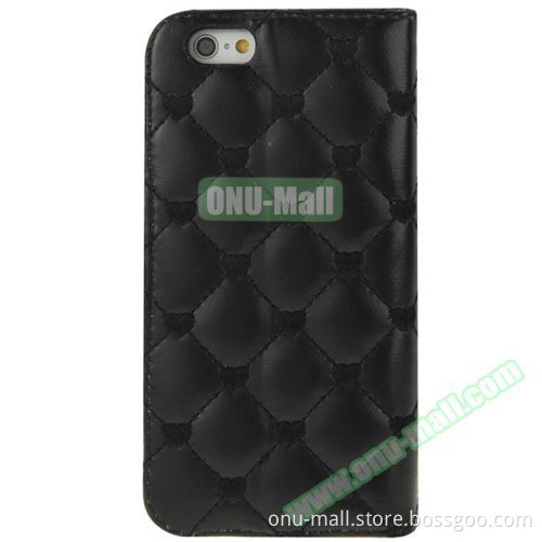 Heart Pattern Diamante Decorated Flip Leather Wallet Case for iPhone 6